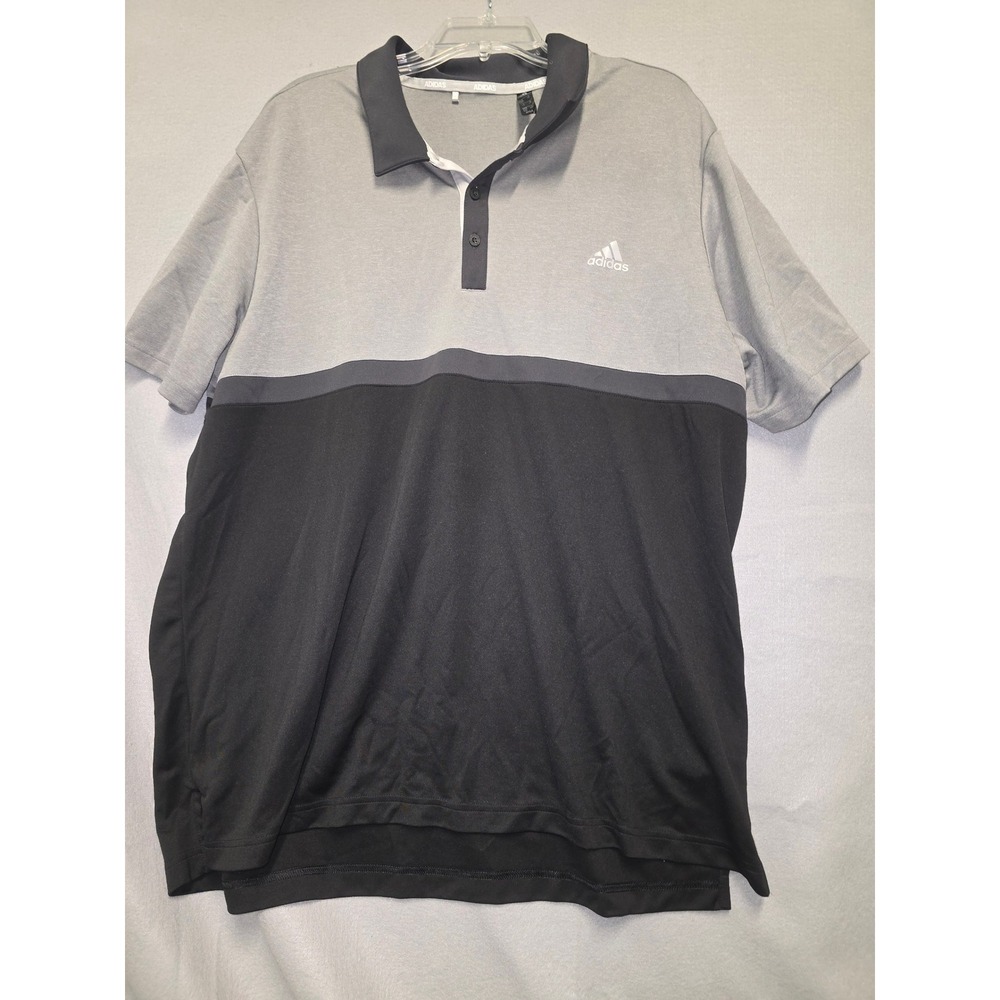 Adidas Men's 2XL Colorblock Golf Polo Shirt Gray Black Short Sleeve Performance